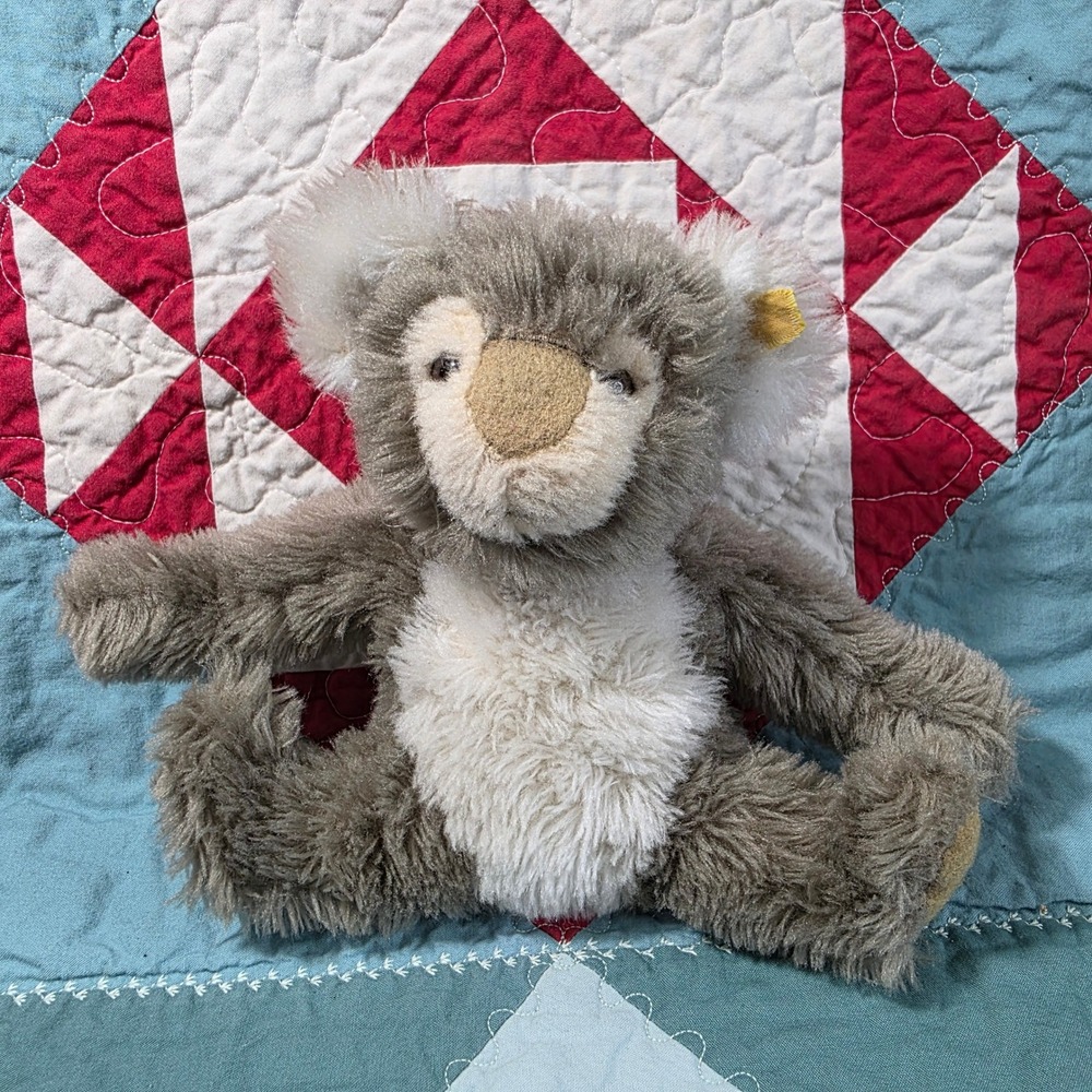 Steiff Koala Plush Toy 7" Small Grey White Fuzzy Sirting Stuffed Animal **
